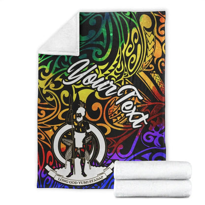Vanuatu Custom Personalised Premium Blanket - Rainbow Polynesian Pattern
