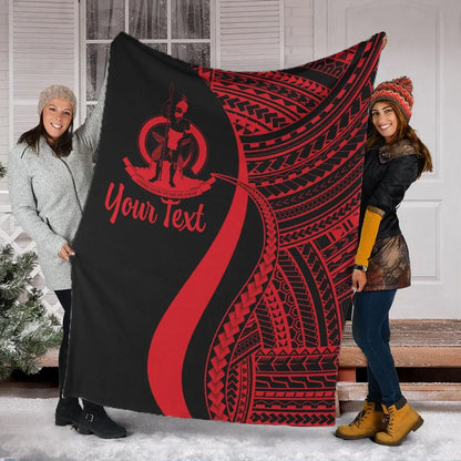 Vanuatu Custom Personalised Premium Blanket - Red Polynesian Tentacle Tribal Pattern