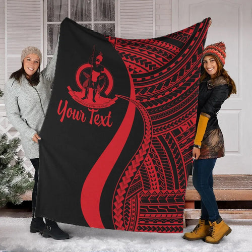 Vanuatu Custom Personalised Premium Blanket - Red Polynesian Tentacle Tribal Pattern