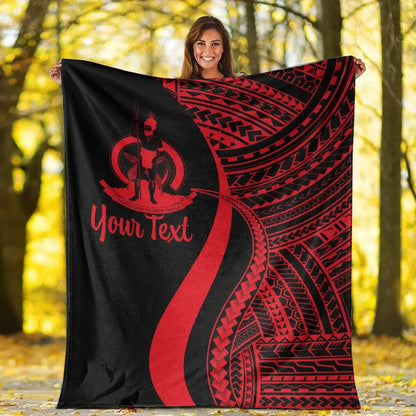 Vanuatu Custom Personalised Premium Blanket - Red Polynesian Tentacle Tribal Pattern