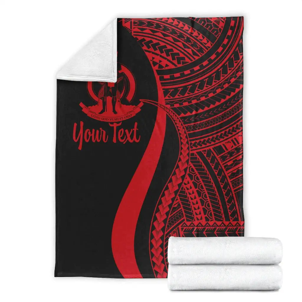 Vanuatu Custom Personalised Premium Blanket - Red Polynesian Tentacle Tribal Pattern