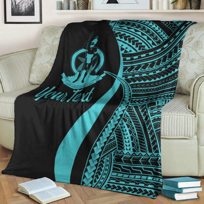 Vanuatu Custom Personalised Premium Blanket - Turquoise Polynesian Tentacle Tribal Pattern