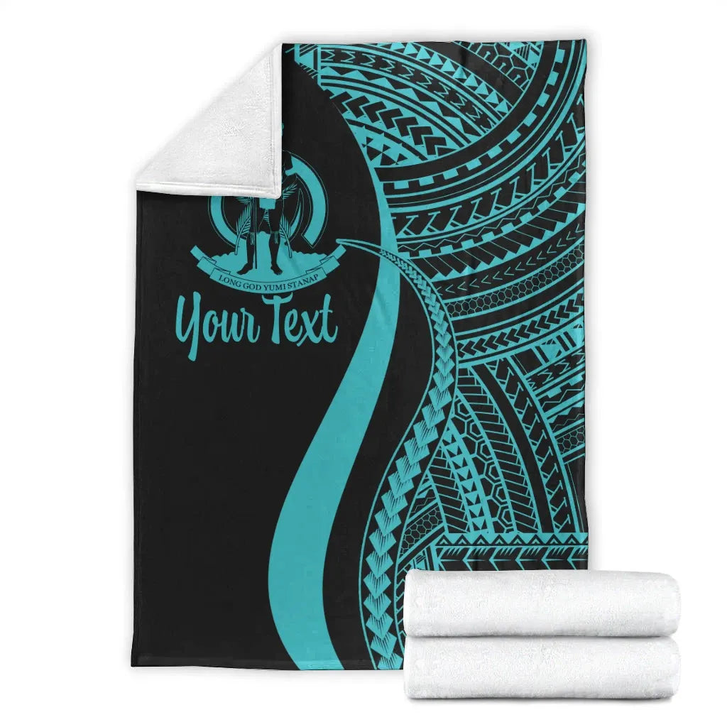 Vanuatu Custom Personalised Premium Blanket - Turquoise Polynesian Tentacle Tribal Pattern