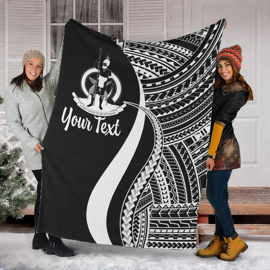 Vanuatu Custom Personalised Premium Blanket - White Polynesian Tentacle Tribal Pattern