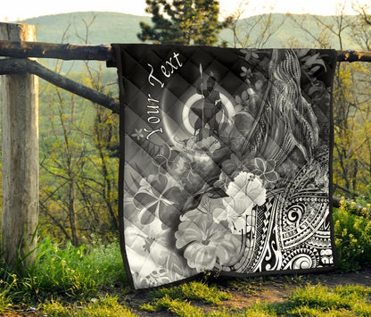 Vanuatu Custom Personalised Premium Quilt - Humpback Whale with Tropical Flowers (White)