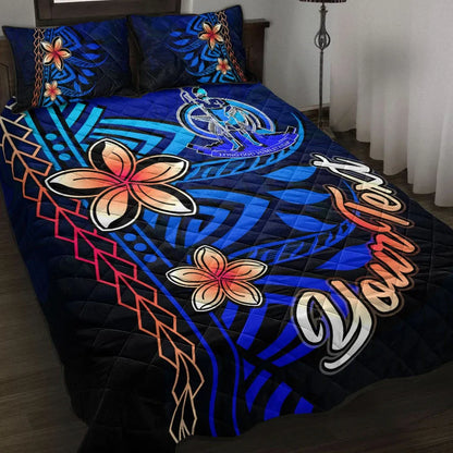 Vanuatu Custom Personalised Quilt Bed Set - Vintage Tribal Mountain