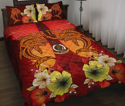 Vanuatu Custom Personalised Quilt Bed Sets - Tribal Tuna Fish