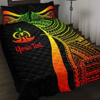 Vanuatu Custom Personalised Quilt Bed Set - Reggae Polynesian Tentacle Tribal Pattern
