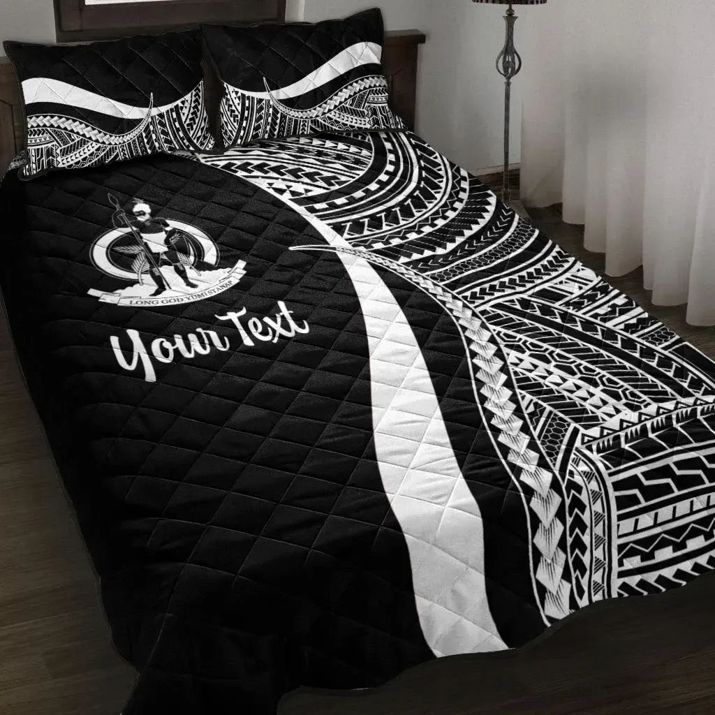 Vanuatu Custom Personalised Quilt Bed Set - White Polynesian Tentacle Tribal Pattern
