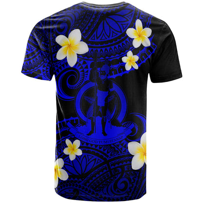 Vanuatu Custom Personalised T-Shirt - Plumeria Polynesian Vibe Blue
