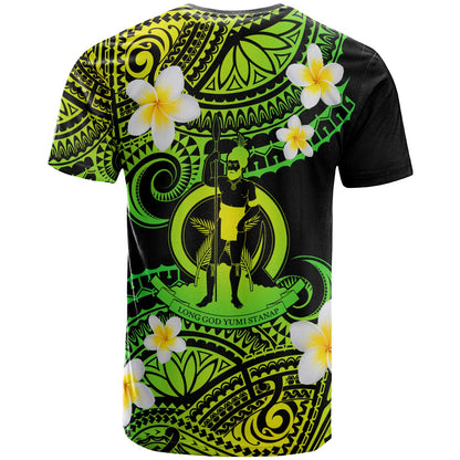 Vanuatu Custom Personalised T-Shirt - Plumeria Polynesian Vibe Green