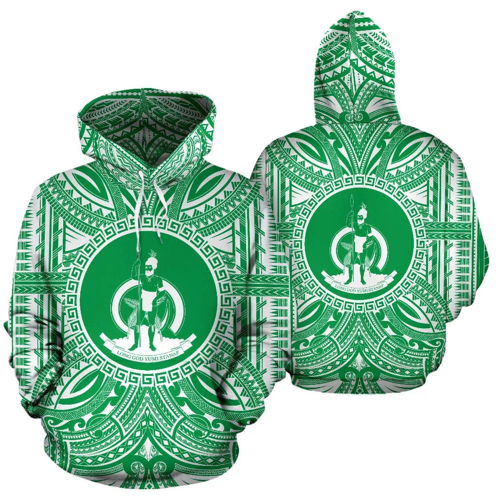 Vanuatu ll Over Hoodie - Vanuatu Coat Of rms Polynesian Flag Color