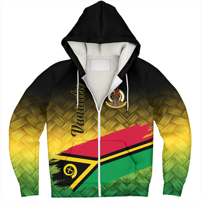 Vanuatu Sherpa Hoodie Flag Lauhala Style
