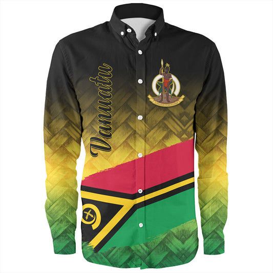 Vanuatu Long Sleeve Shirt Flag Lauhala Style