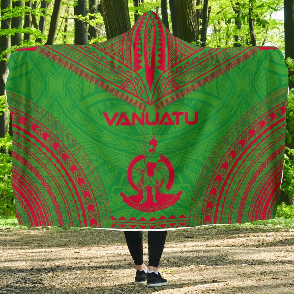 Vanuatu Flag Polynesian Chief Hooded Blanket