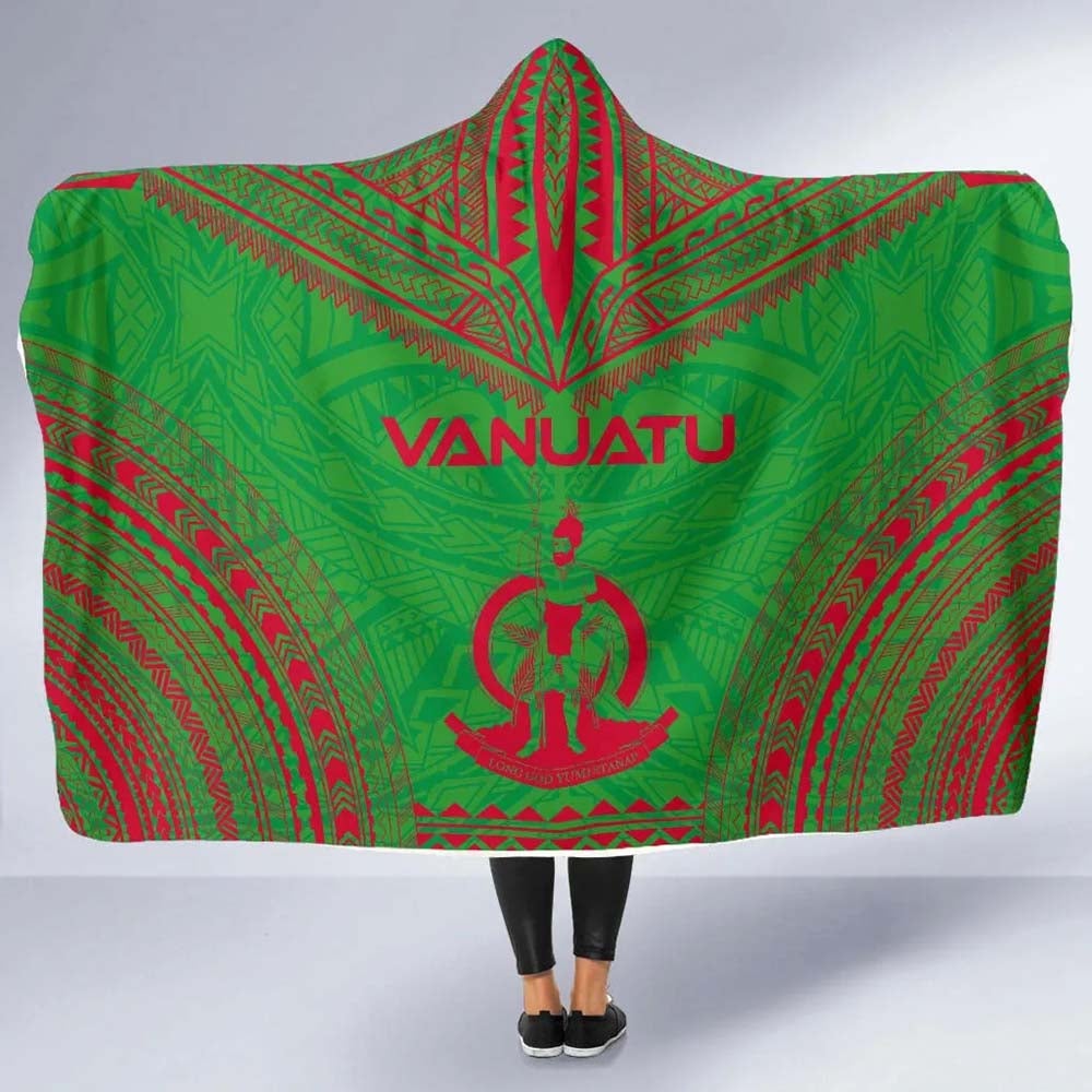Vanuatu Flag Polynesian Chief Hooded Blanket