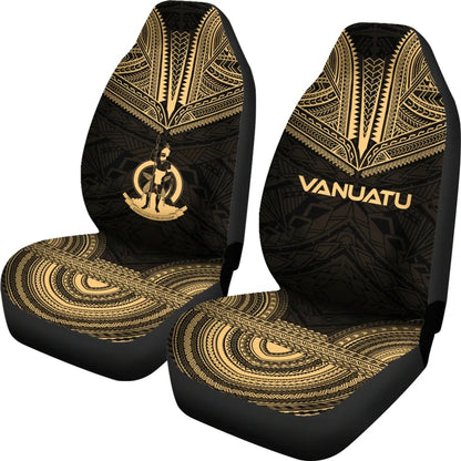 Vanuatu Car Seat Cover - Vanuatu Coat Of Arms Polynesian Chief Tattoo Gold Version