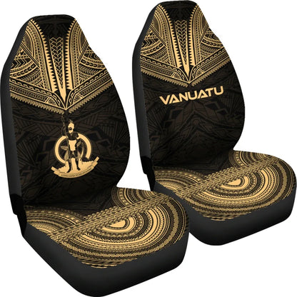 Vanuatu Car Seat Cover - Vanuatu Coat Of Arms Polynesian Chief Tattoo Gold Version