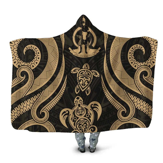 Vanuatu Hooded Blanket - Gold Tentacle Turtle