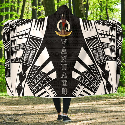 Vanuatu Hooded Blanket - Polynesian Tattoo Black