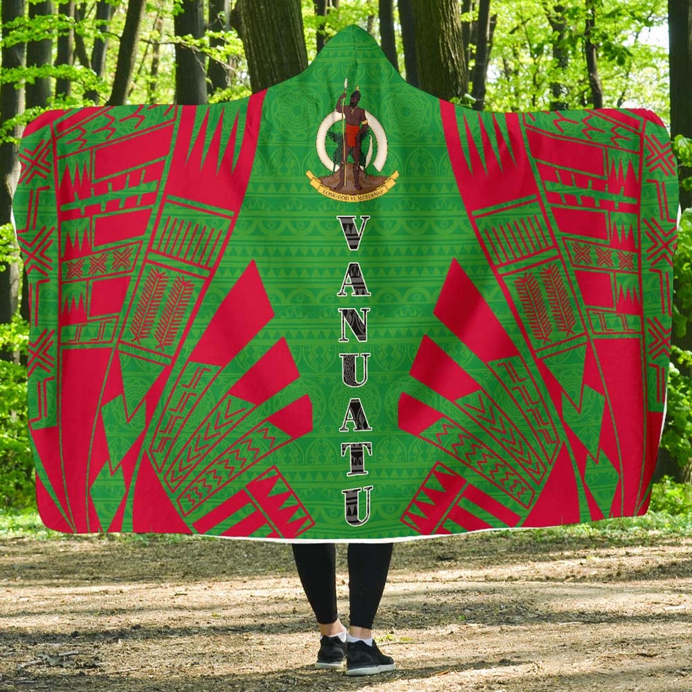Vanuatu Hooded Blanket - Polynesian Tattoo Flag