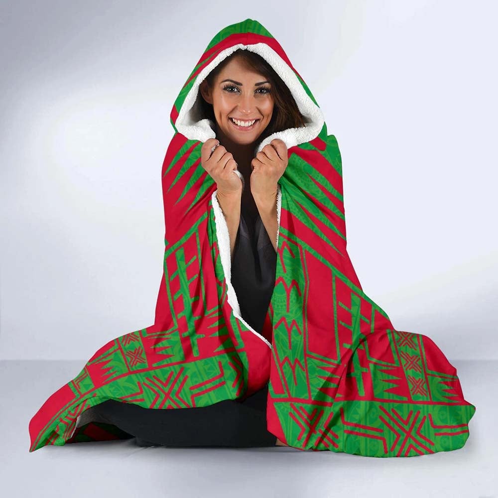 Vanuatu Hooded Blanket - Polynesian Tattoo Flag