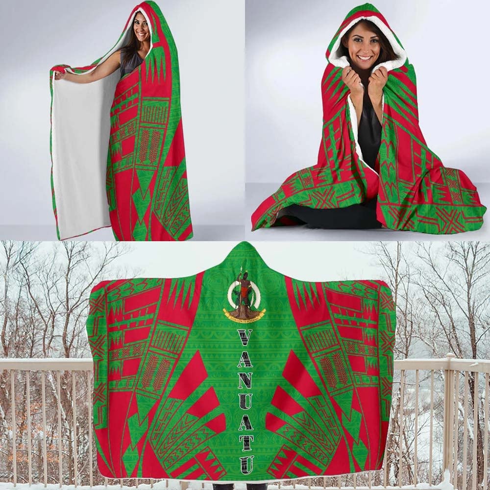 Vanuatu Hooded Blanket - Polynesian Tattoo Flag