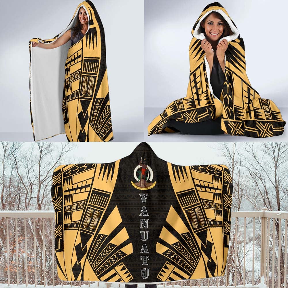 Vanuatu Hooded Blanket - Polynesian Tattoo Gold