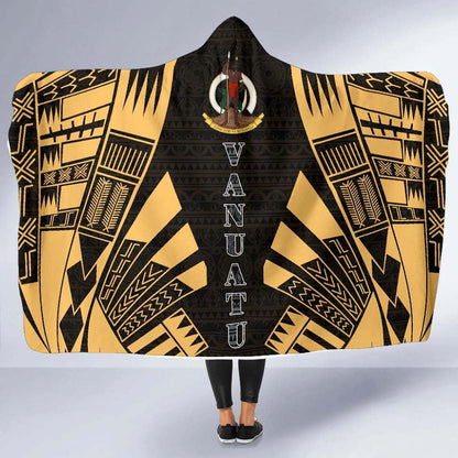 Vanuatu Hooded Blanket - Polynesian Tattoo Gold