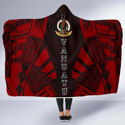 Vanuatu Hooded Blanket - Polynesian Tattoo Red