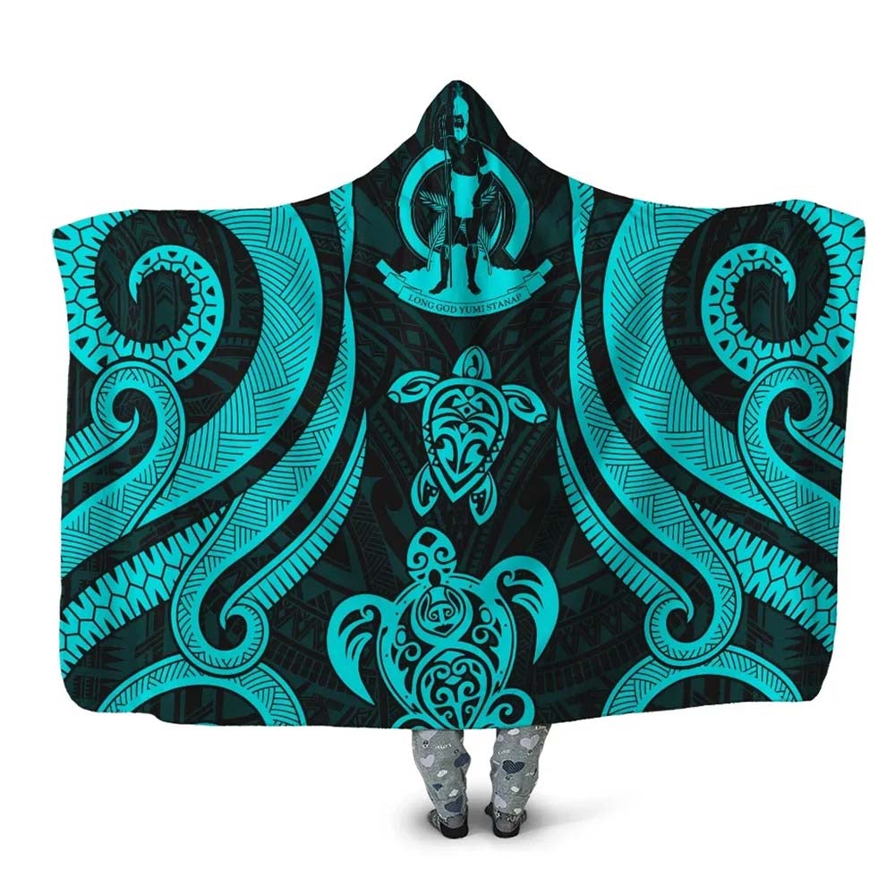 Vanuatu Hooded Blanket - Turquoise Tentacle Turtle