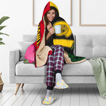 Vanuatu Hooded Blanket - Vanuatu Flag with Hibiscus