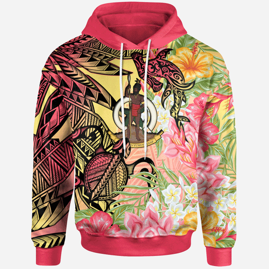 Vanuatu Hoodie - Flowers Tropical With Sea Animals