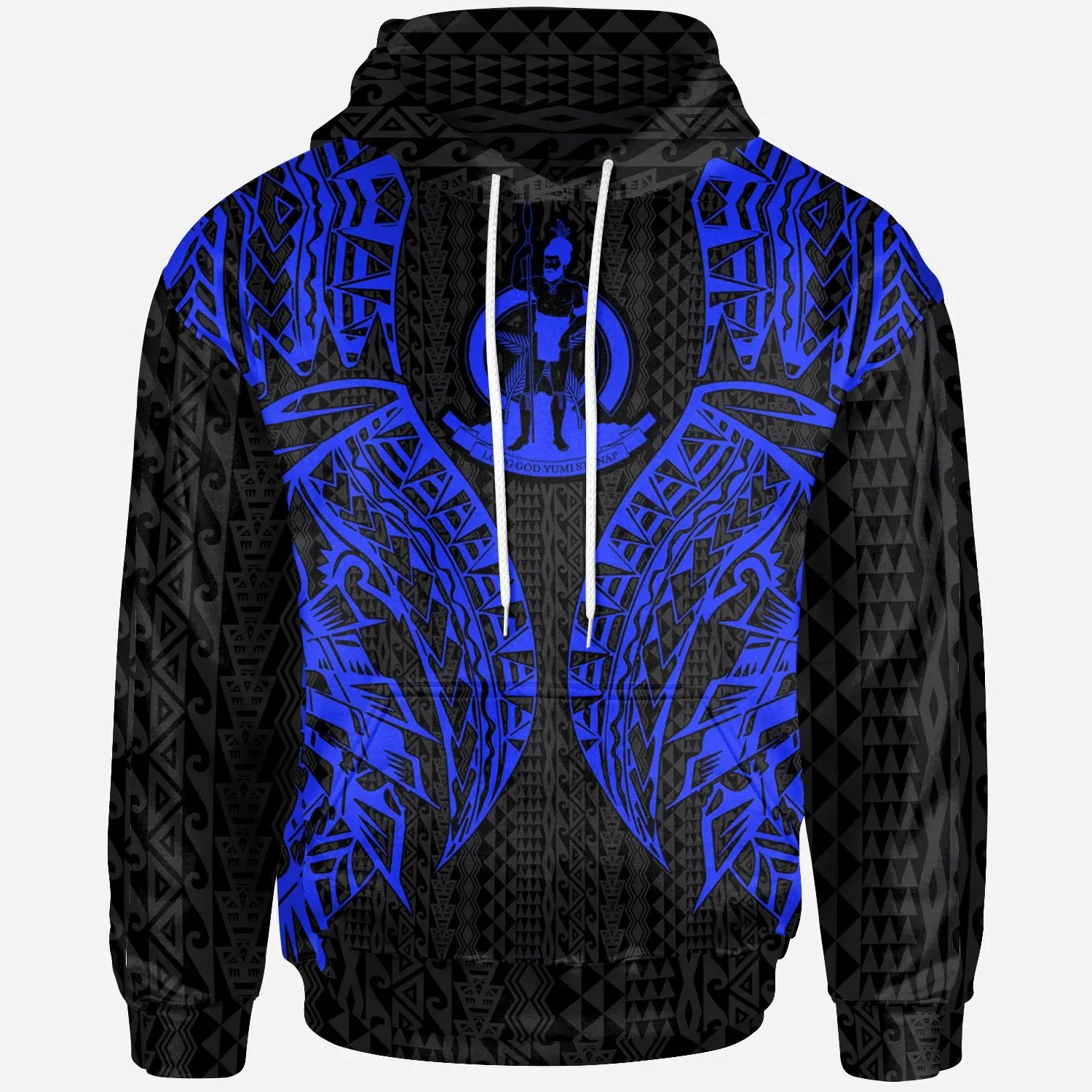 Vanuatu Hoodie - Polynesian Lion Head Blue Style
