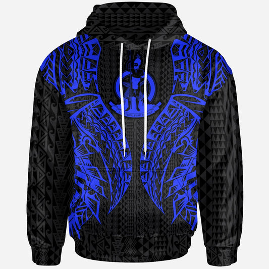 Vanuatu Hoodie - Polynesian Lion Head Blue Style