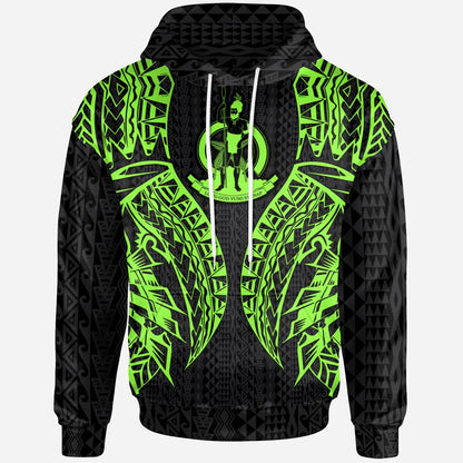 Vanuatu Hoodie - Polynesian Lion Head Green Style
