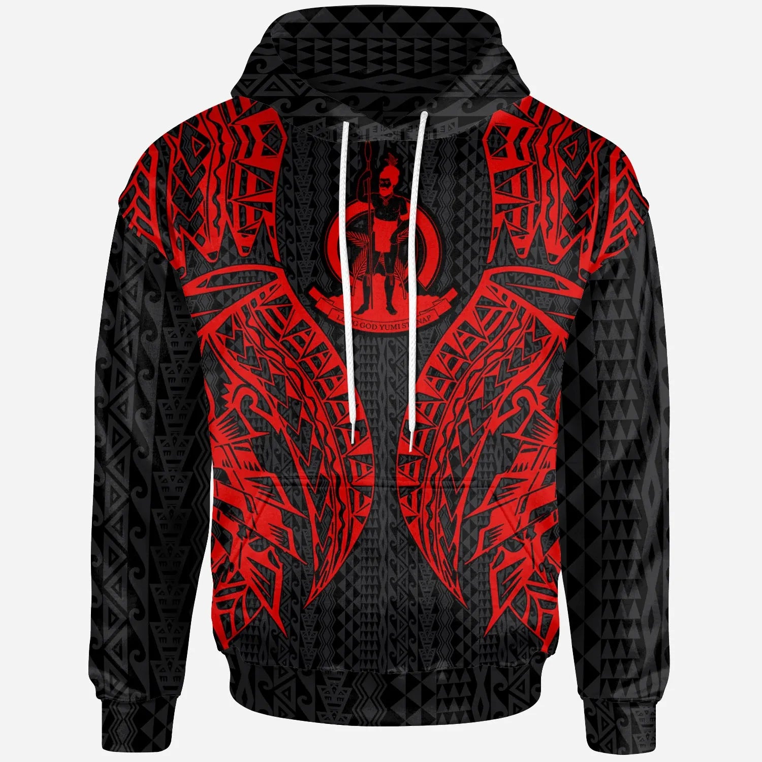 Vanuatu Hoodie - Polynesian Lion Head Red Style