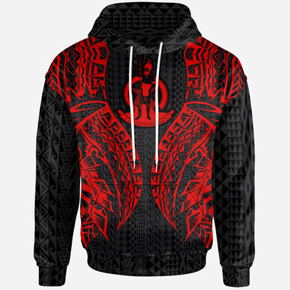 Vanuatu Hoodie - Polynesian Lion Head Red Style