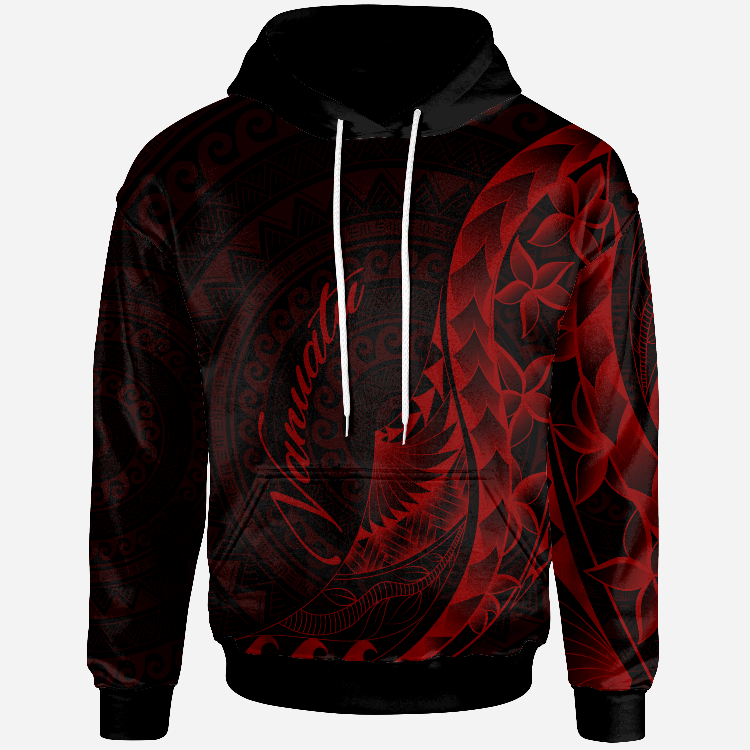 Vanuatu Hoodie - Polynesian Pattern Style Red Color