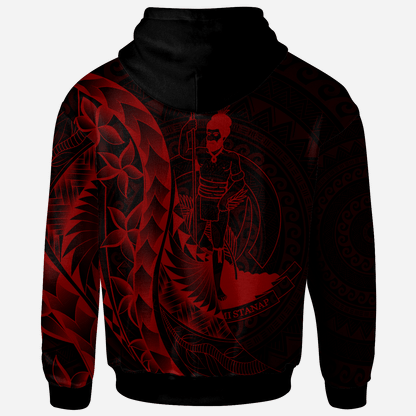 Vanuatu Hoodie - Polynesian Pattern Style Red Color