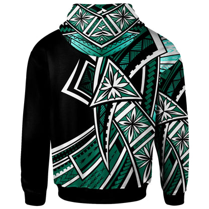 Vanuatu Hoodie - Tribal Flower Special Pattern Green Color