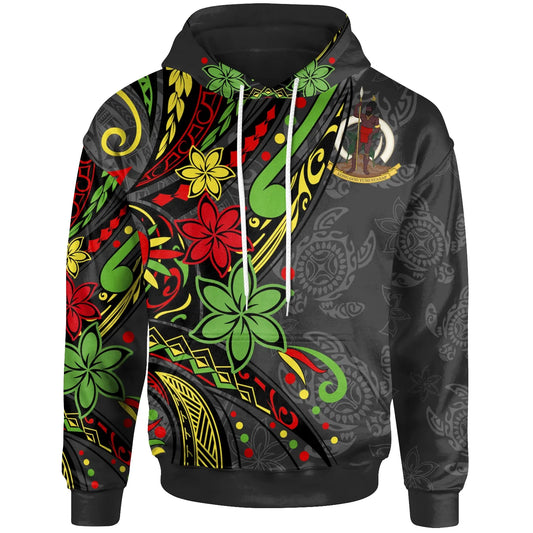 Vanuatu Hoodie - Tribal Flower With Special Turtles
