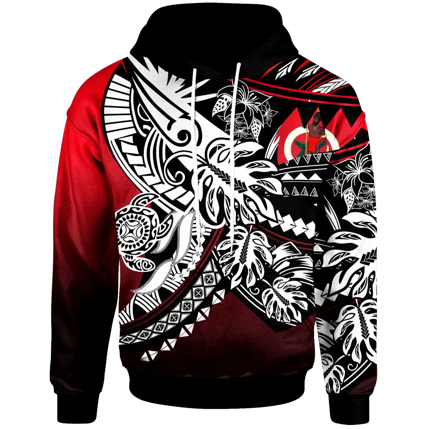 Vanuatu Hoodie - Tribal Jungle Pattern Red Color
