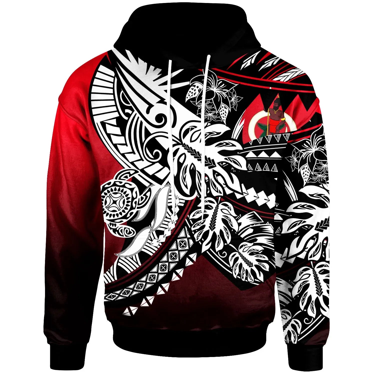 Vanuatu Hoodie - Tribal Jungle Pattern Red Color
