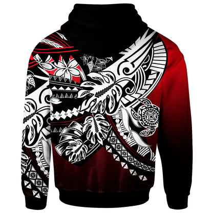 Vanuatu Hoodie - Tribal Jungle Pattern Red Color