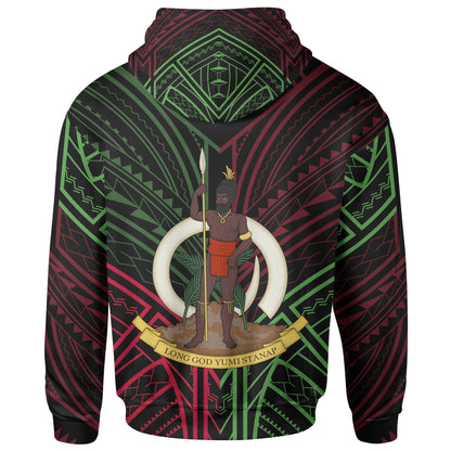 Vanuatu Hoodie - Vanuatu Seal Flag Color Tribal Patterns