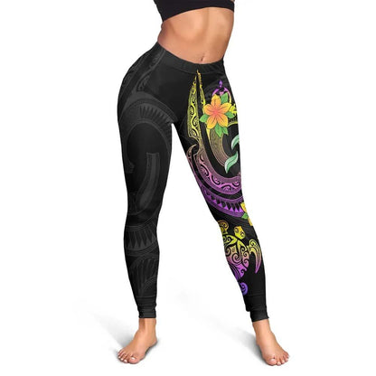 Vanuatu Legging - Plumeria Flowers with Spiral Patterns
