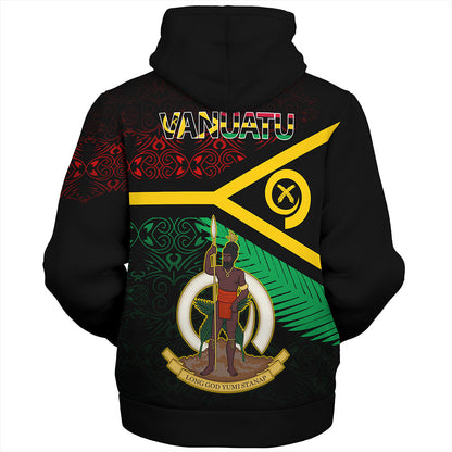 Vanuatu Sherpa Hoodie Melanesia Tribal Pattern