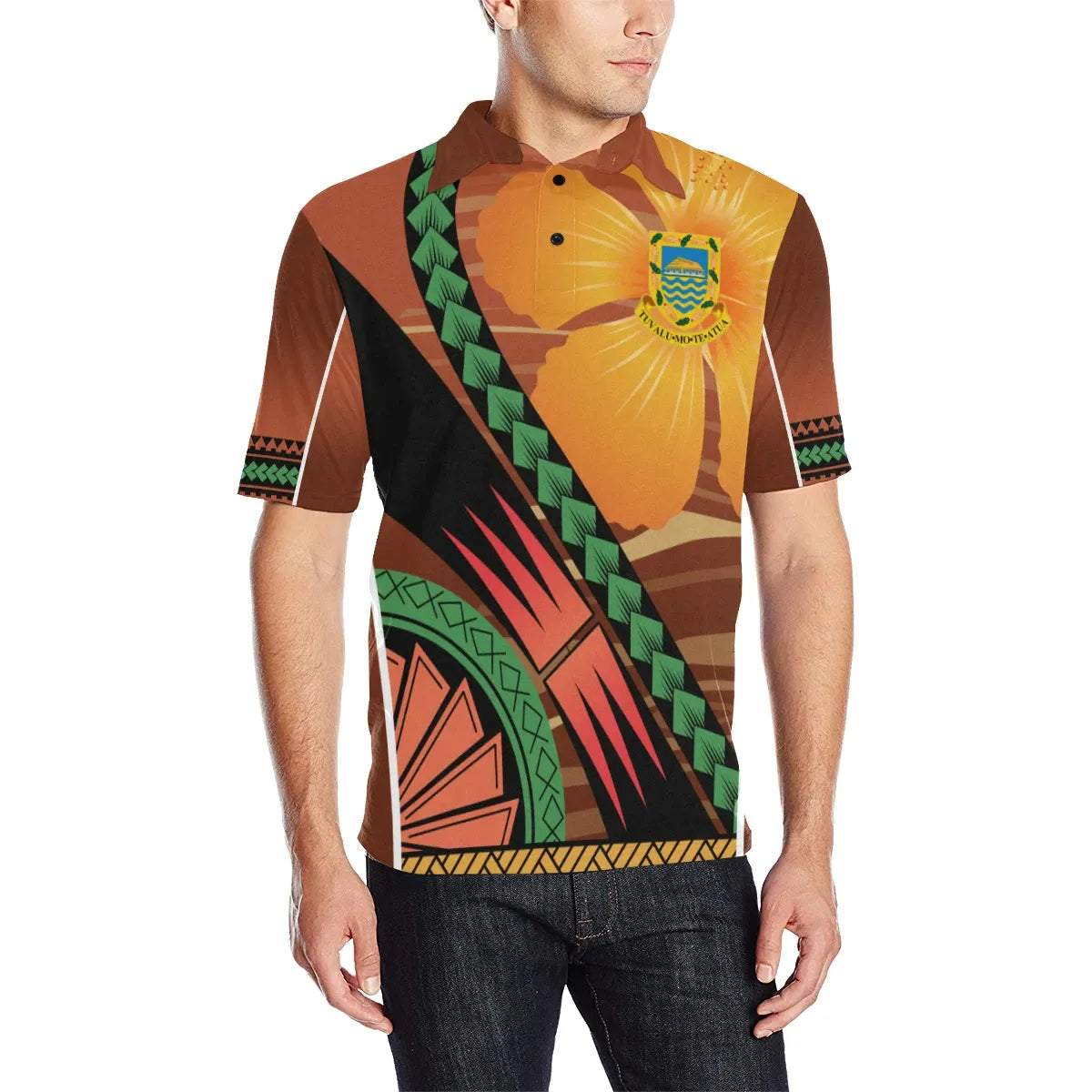 Tuvalu All Over Print Polo Shirt - Tuvalu Coat Of Arms Sport Style