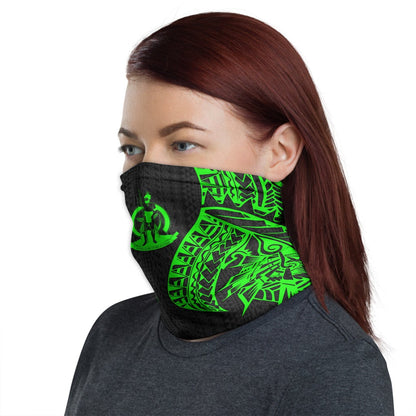 Vanuatu Neck Gaiter - Polynesian Pattern Green